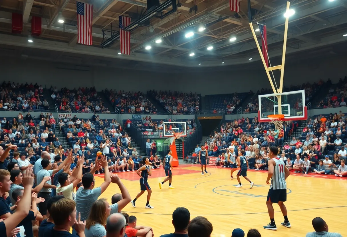 Fans cheering at the Kentucky Wildcats basketball Blue-White scrimmage in Rupp Arena