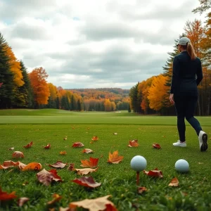Golf course at the Kentucky Women's Open with fall colors