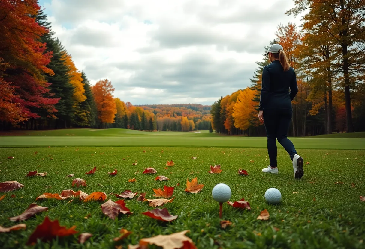 Golf course at the Kentucky Women's Open with fall colors