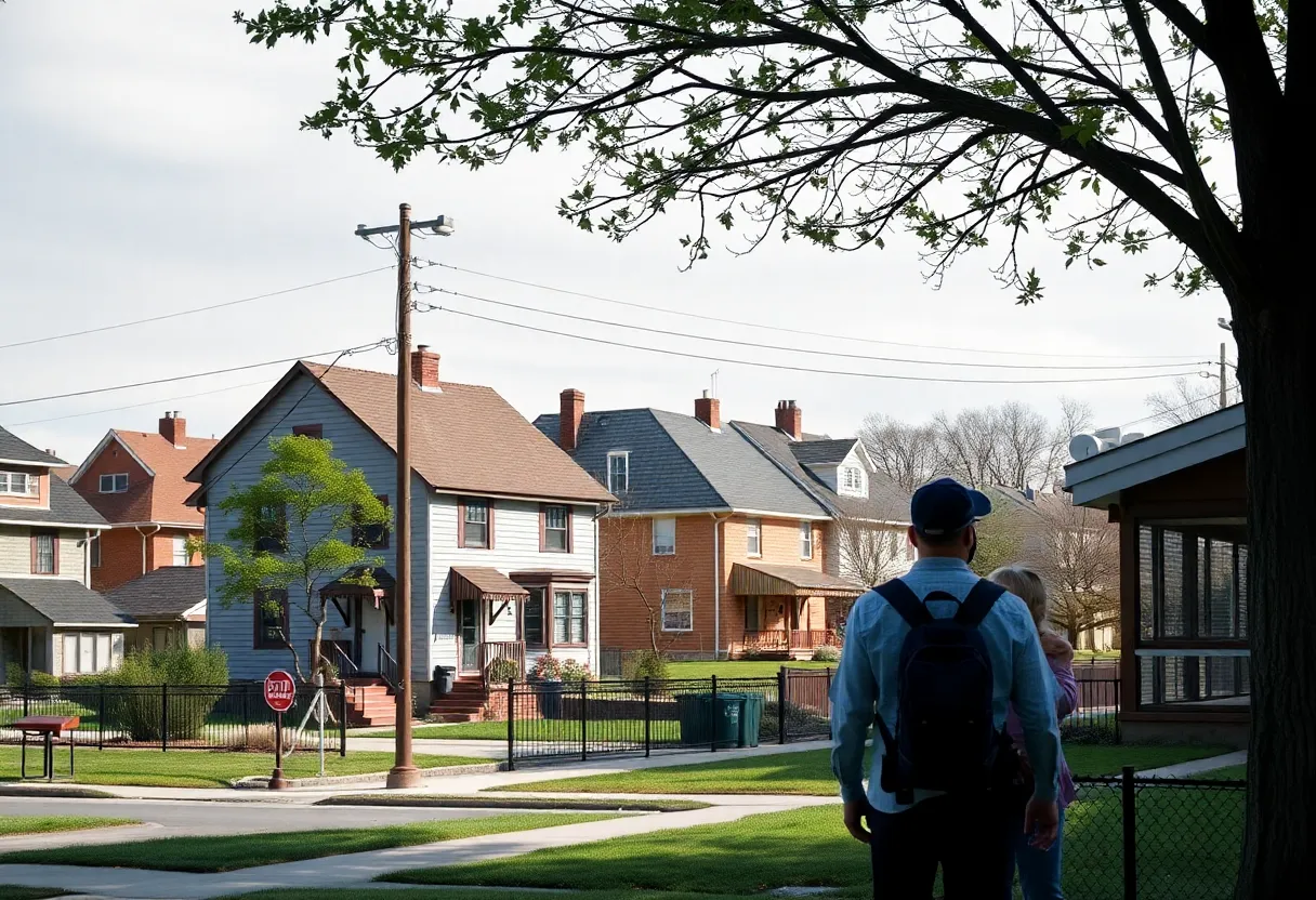 Image of a Louisville housing community with families and homes.