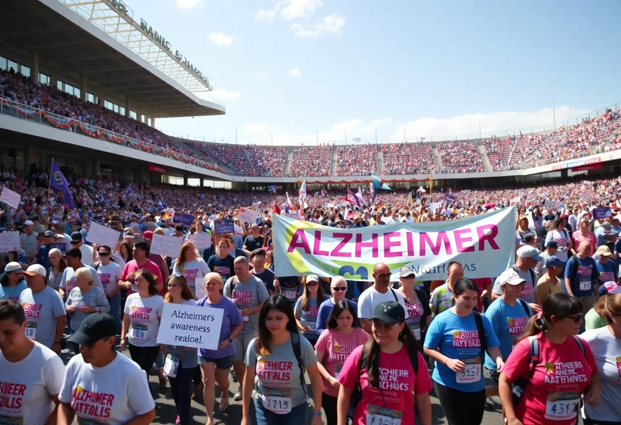 Participants at the Louisville Walk to End Alzheimer’s event celebrating together