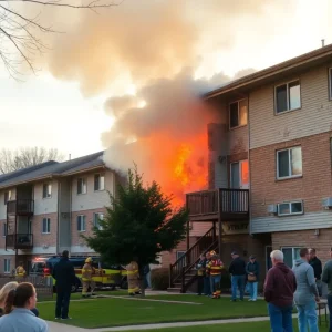 Emergency responders at a Louisville apartment fire scene