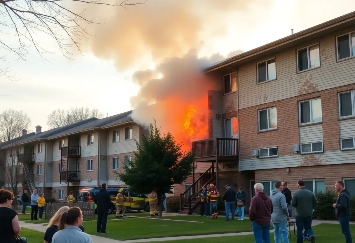 Emergency responders at a Louisville apartment fire scene
