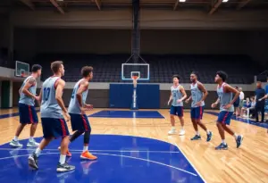 Louisville men's basketball team in training session