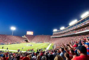 Fans cheering during the Louisville Cardinals football game