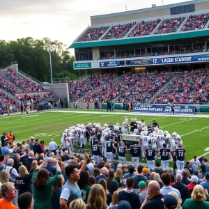 Fans cheering during Louisville Cardinals football game