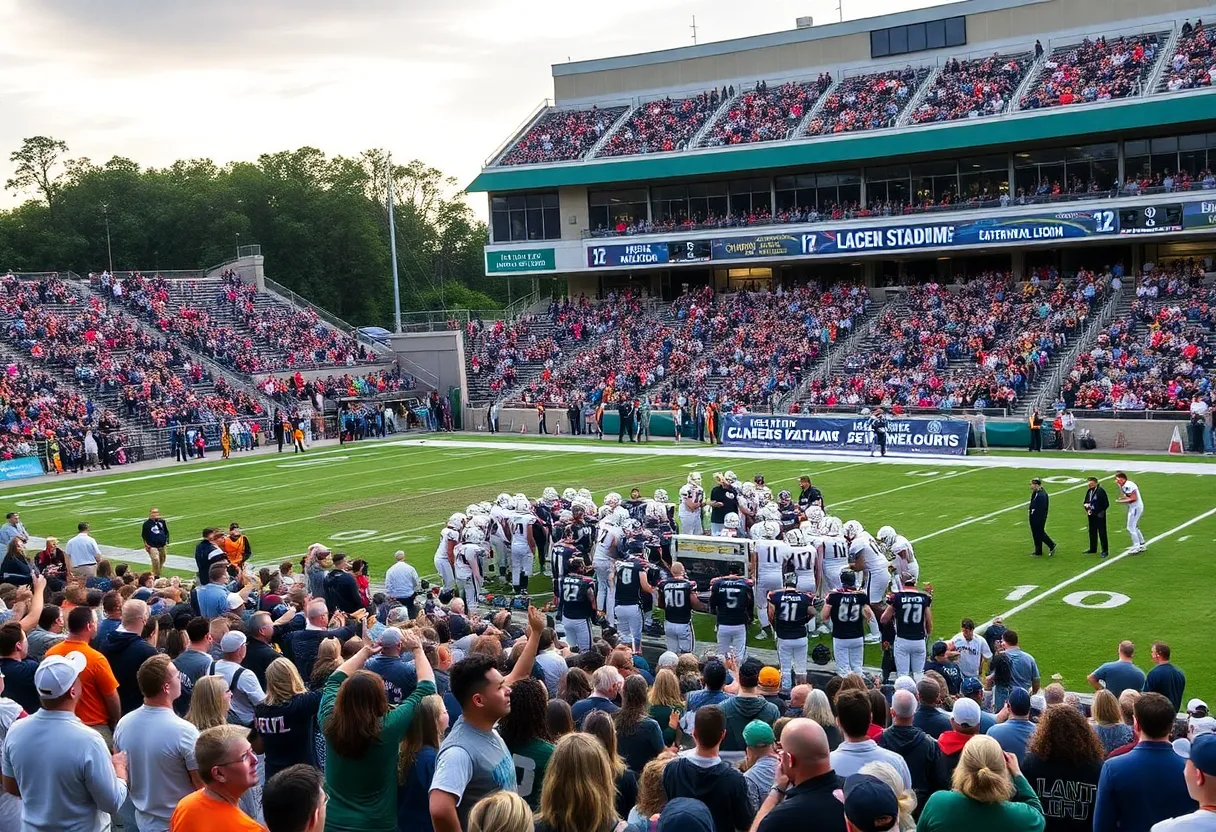 Fans cheering during Louisville Cardinals football game