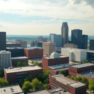 Aerial view of Louisville showcasing commercial properties and urban development