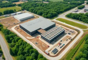 Aerial view of the proposed data center construction site in Louisville, Kentucky