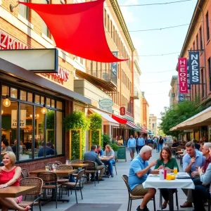 Outdoor dining at a new restaurant in Louisville