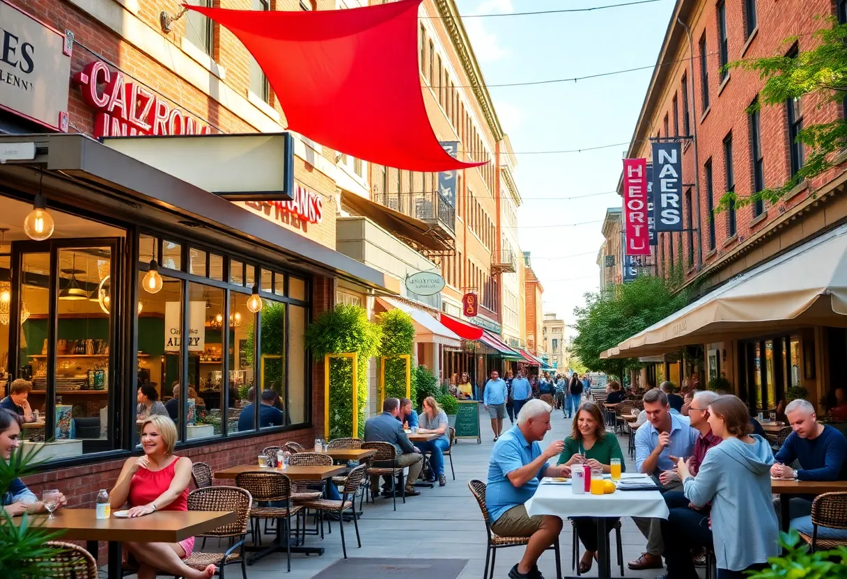 Outdoor dining at a new restaurant in Louisville