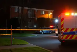 Scene of a crime investigation at a Louisville apartment building