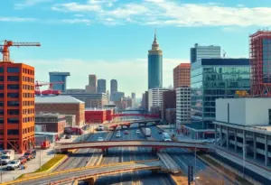 Cityscape of Louisville showing manufacturing and technology activities