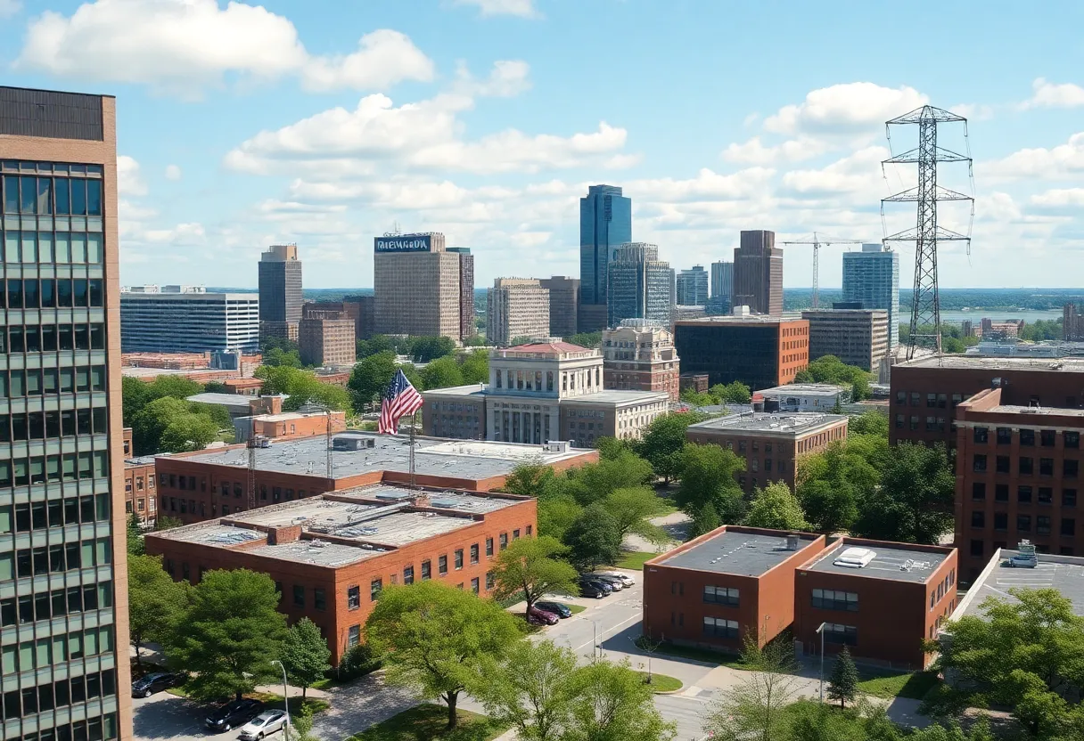 Scenic view of Louisville, showcasing energy-efficient infrastructure and green spaces.