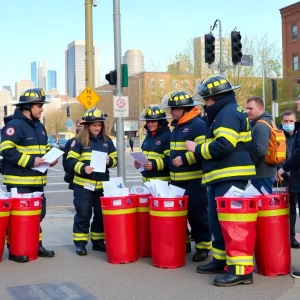 Firefighters collecting donations for Fill the Boot drive in Louisville