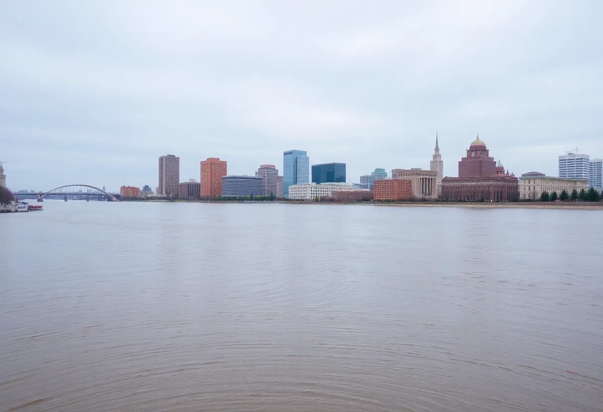 Minor flooding on the Ohio River in Louisville