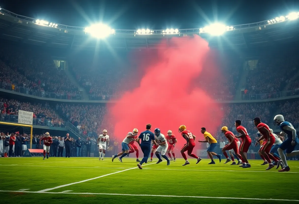 Football game between Louisville Cardinals and Virginia Cavaliers at L&N Federal Credit Union Stadium.