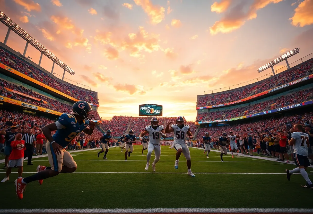 Louisville football team in action at Hard Rock Stadium