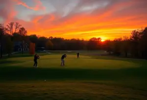 Autumn sunset over a Louisville golf course