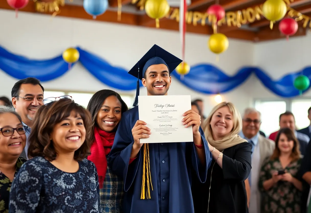 Diverse students celebrating graduation at University of Louisville