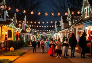 Families and children enjoying Halloween on Hillcrest in Louisville