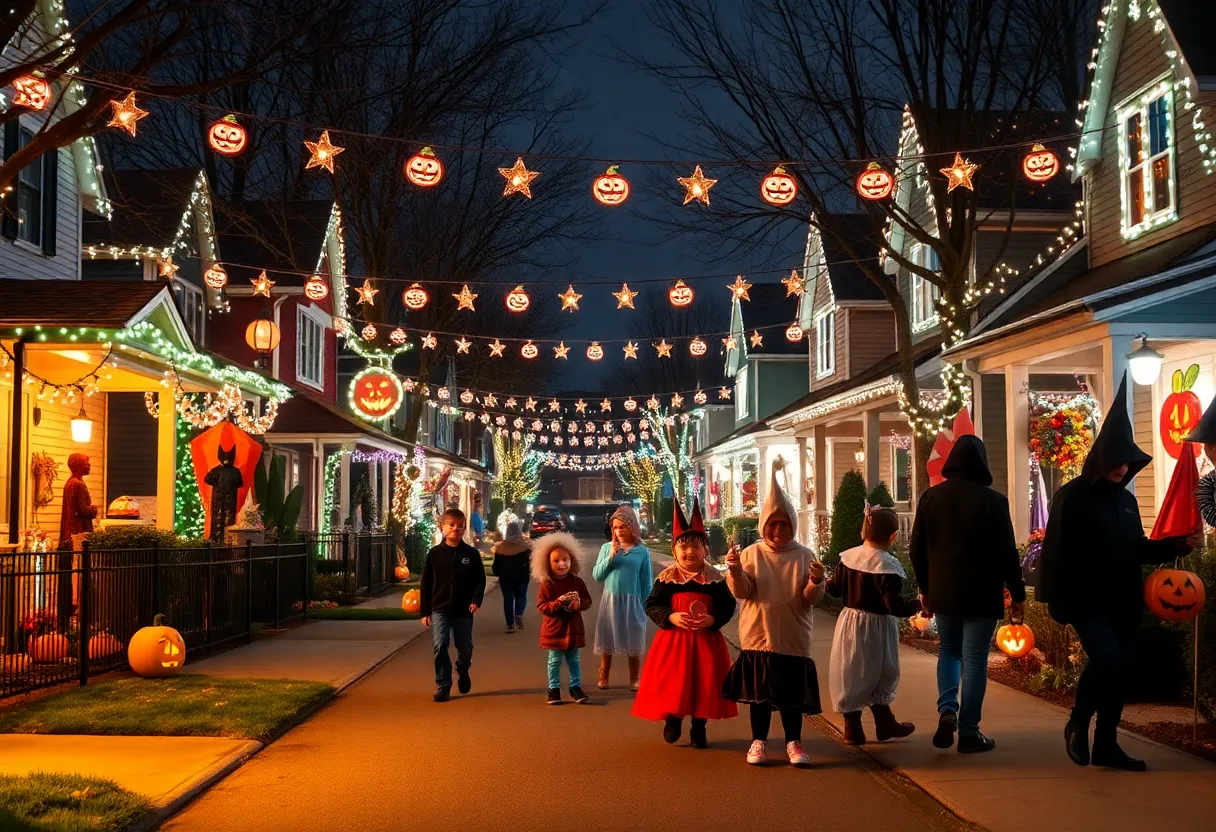 Families and children enjoying Halloween on Hillcrest in Louisville