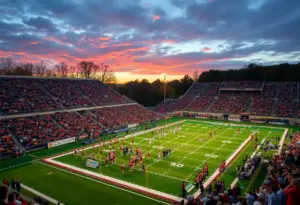 Fans cheering at a Louisville high school football game during Week 9