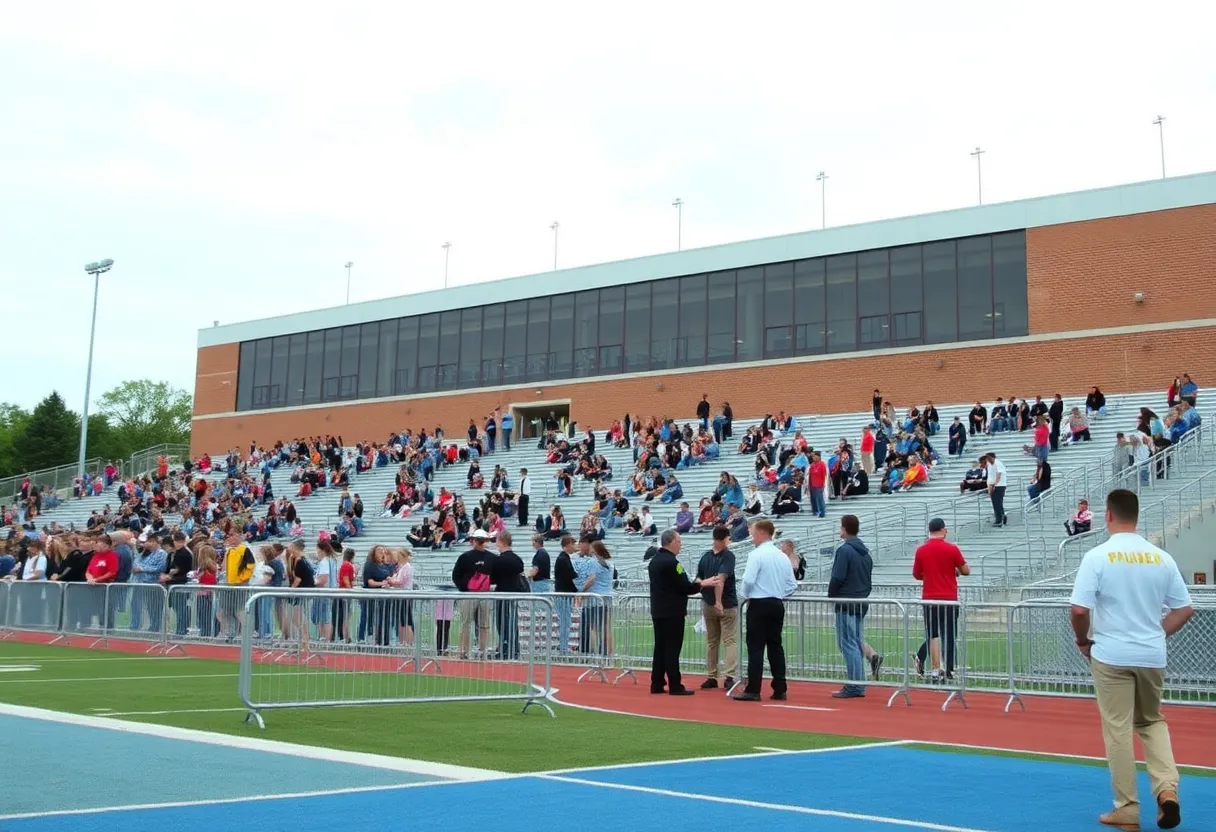 High school stadium in Louisville during a football game