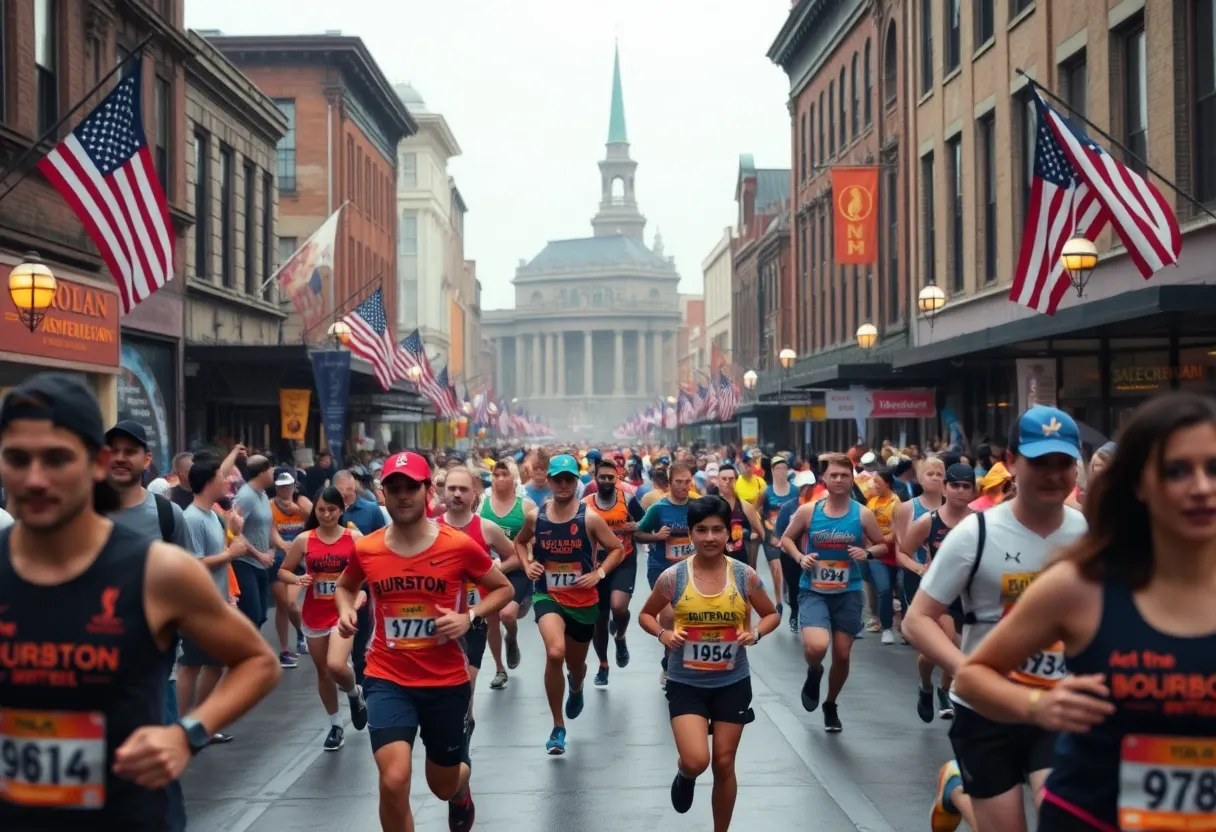 Runners participating in the Urban Bourbon Half Marathon in Louisville.