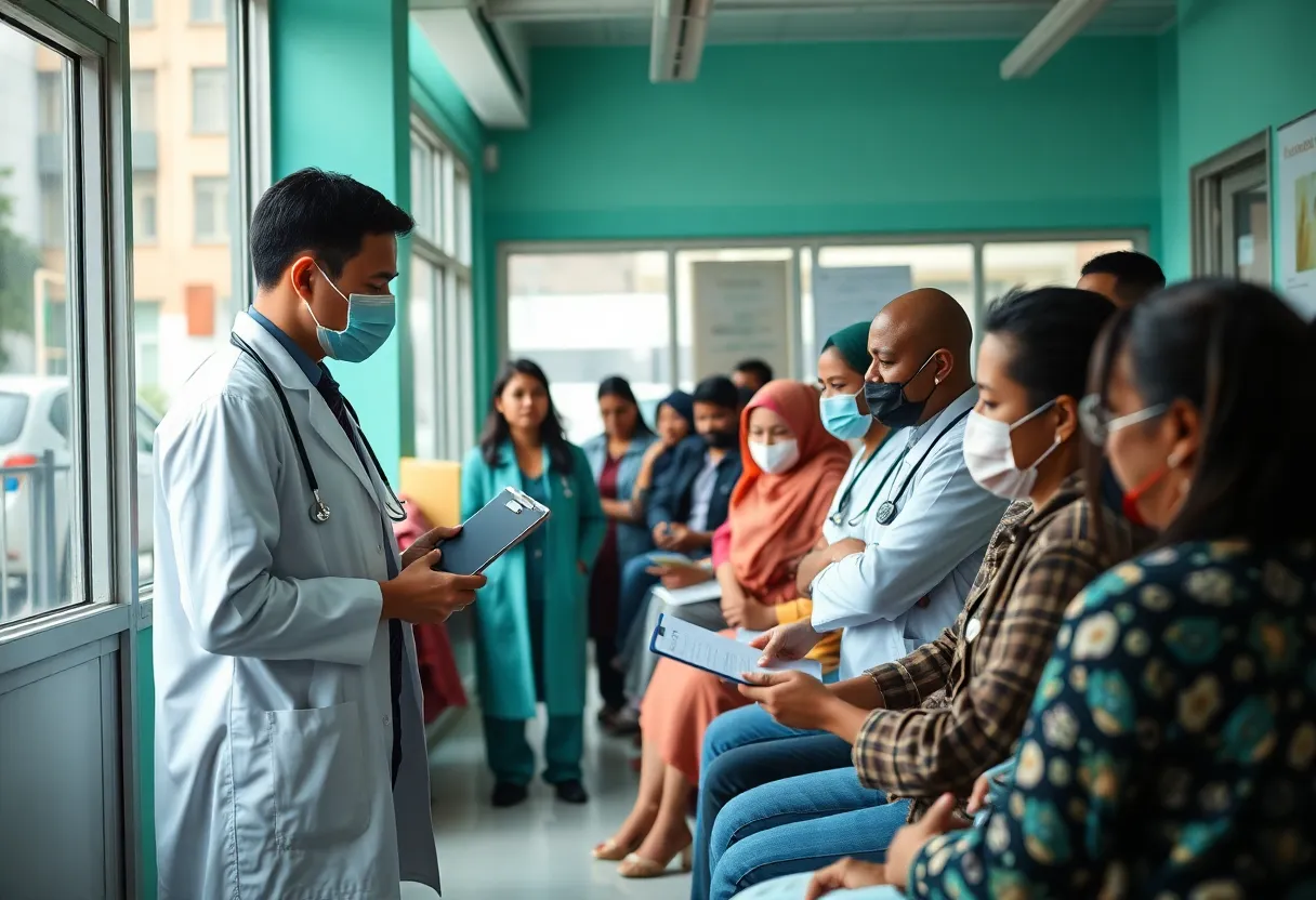 Medical students providing care at a free clinic in Louisville.