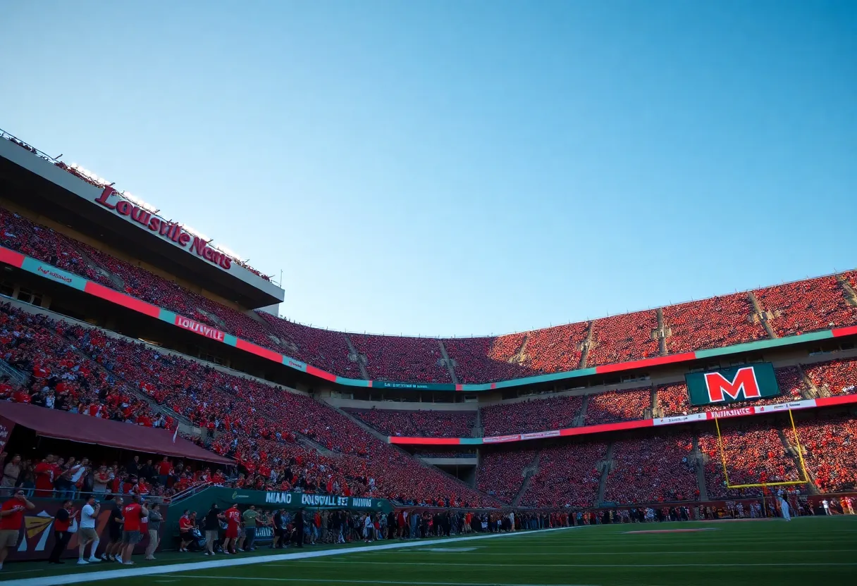 Louisville vs Miami football game atmosphere at L&N Stadium