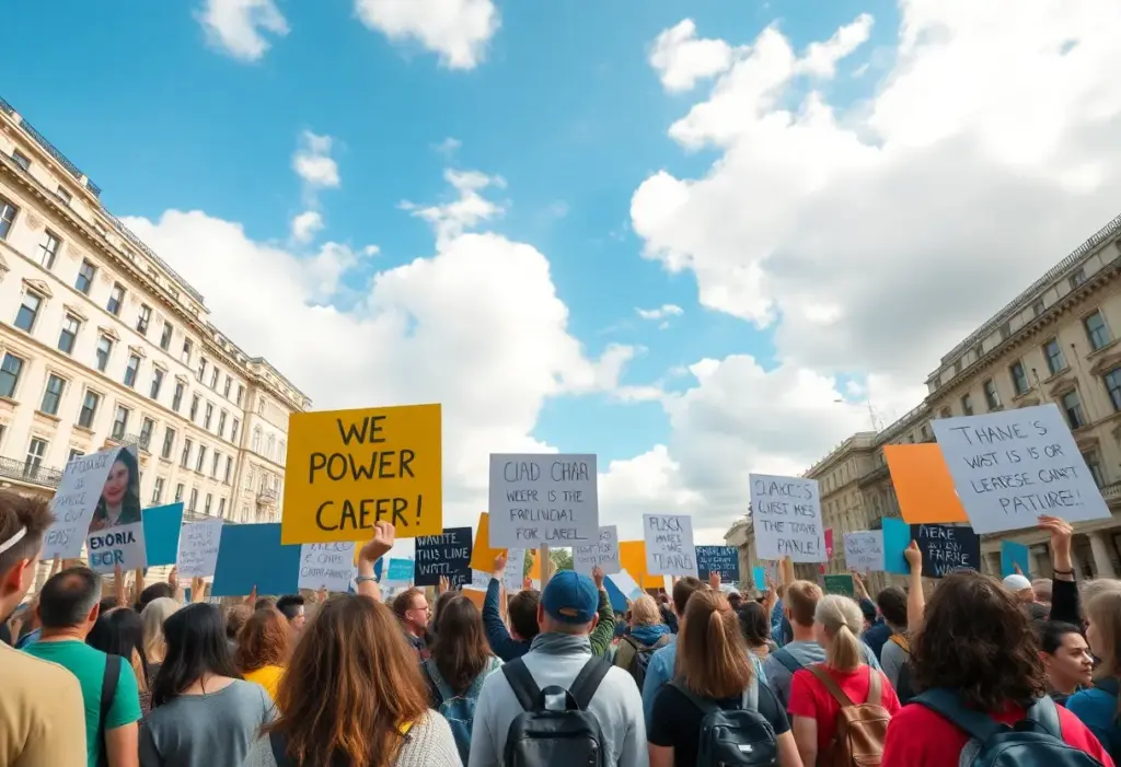 Participants marching in the Louisville No Kings protest