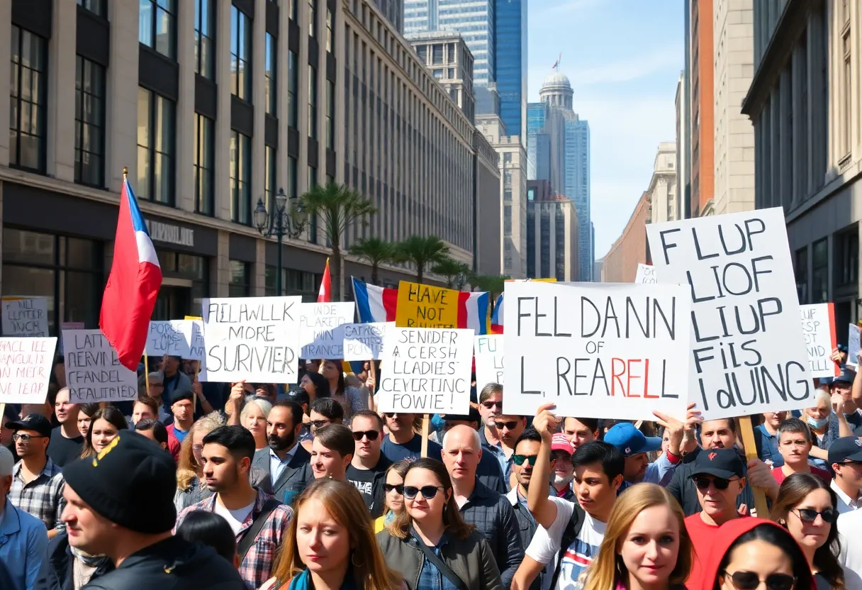 Crowd of enthusiastic protesters during No Kings protests in Louisville