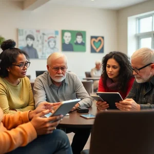 Residents of Louisville discussing phishing scam awareness together