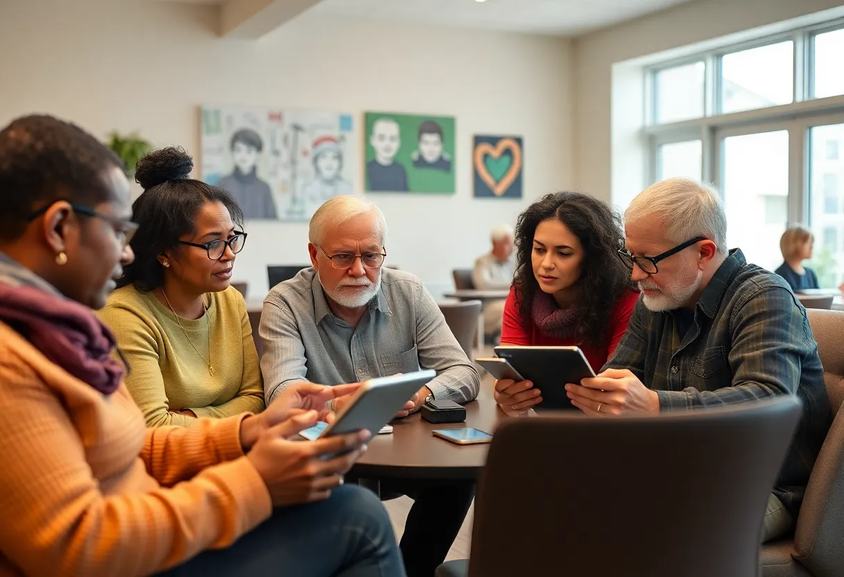 Residents of Louisville discussing phishing scam awareness together