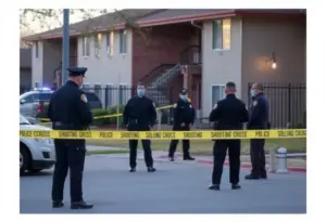 Police at the scene of a shooting investigation in Louisville