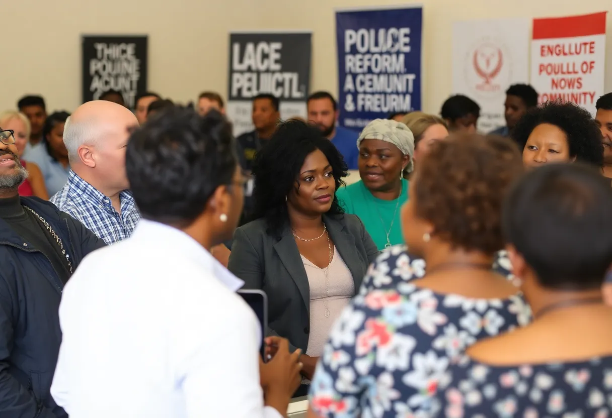 Residents engaging in a community forum about police reform in Louisville.