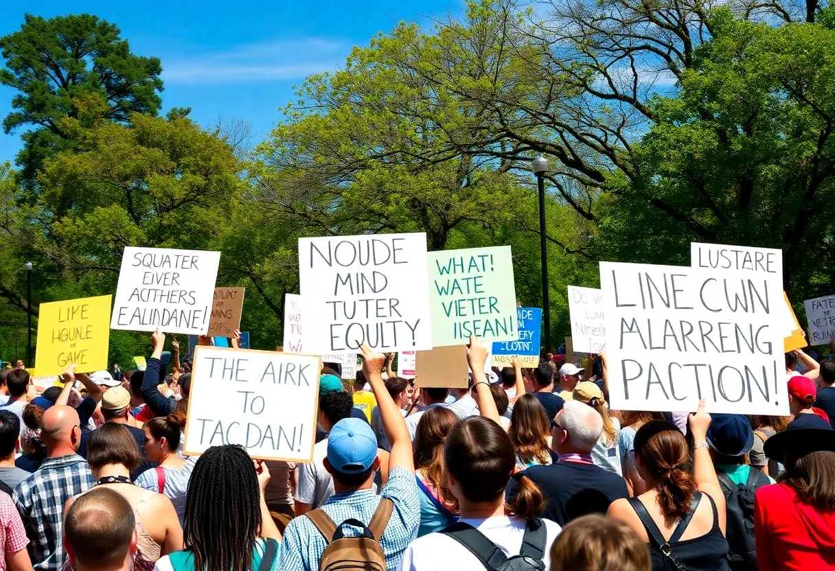 Participants at the Louisville protests holding signs for equality and reform.
