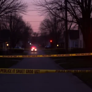 Police at a crime scene in a residential area of South Louisville.