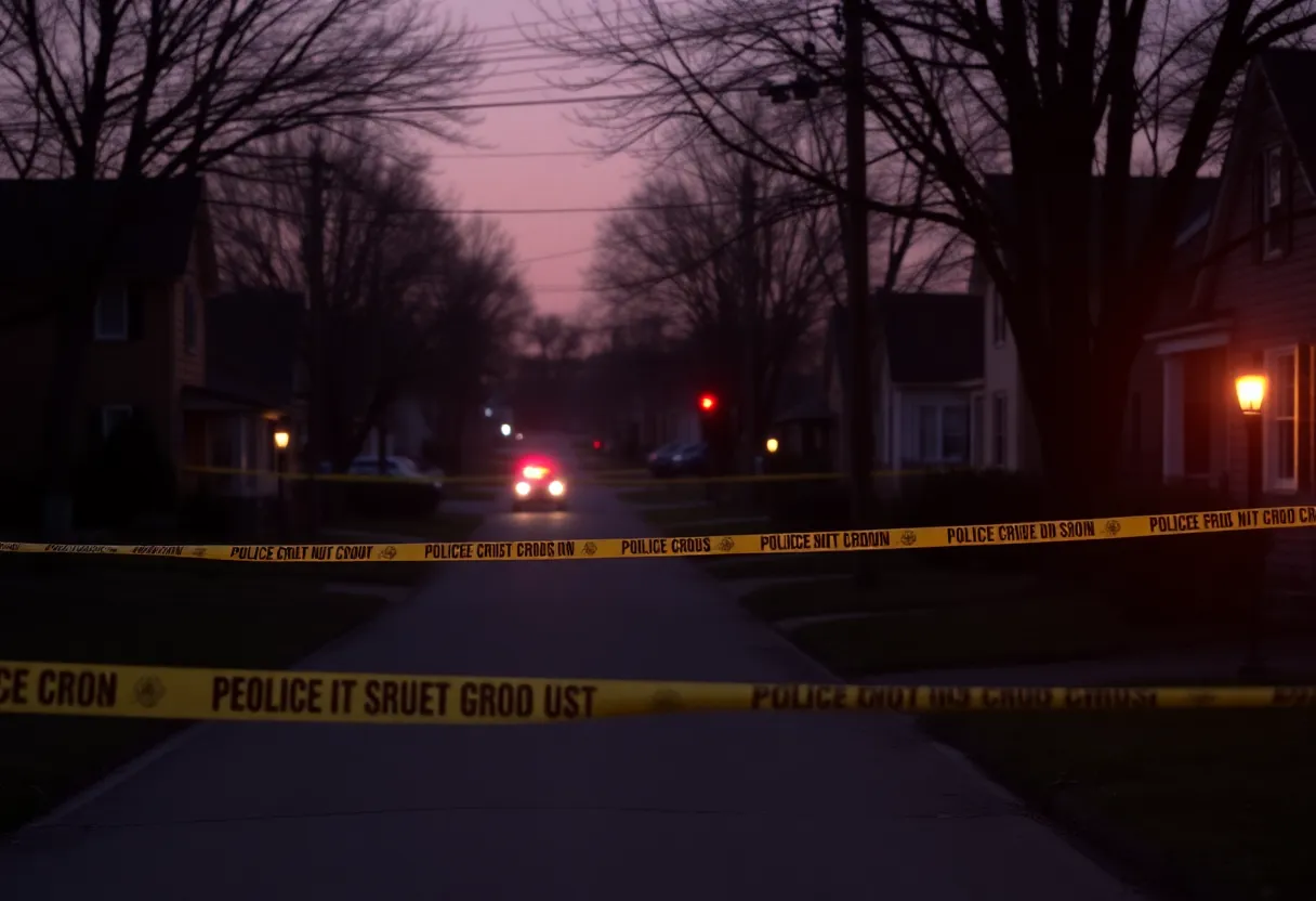 Police at a crime scene in a residential area of South Louisville.