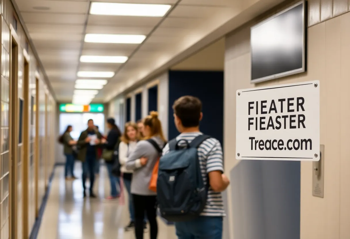Community members discussing concerns after a teacher's arrest