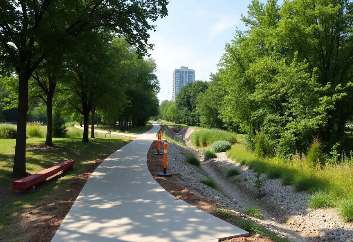 Construction of a new pedestrian and bicycle trail linking Cherokee and Seneca Parks in Louisville.
