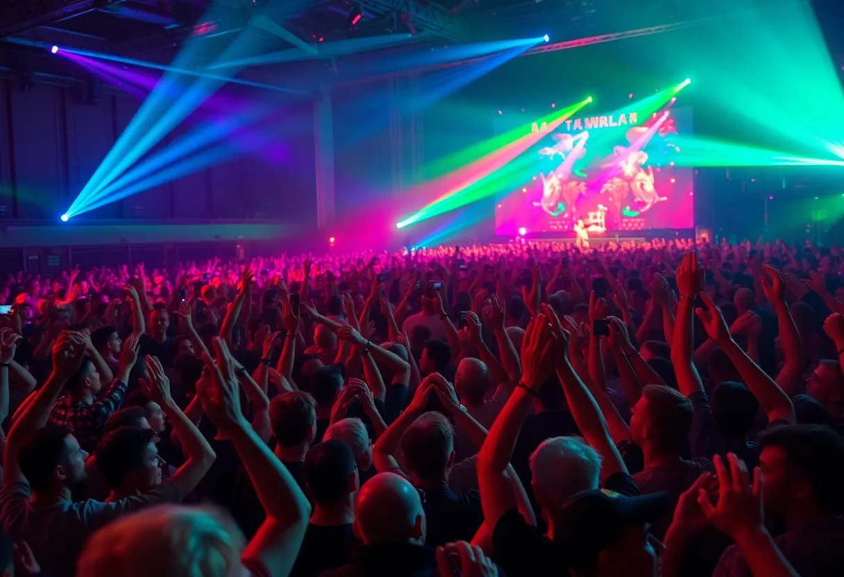Crowd enjoying a tribute concert for Twenty One Pilots and Fall Out Boy in Louisville