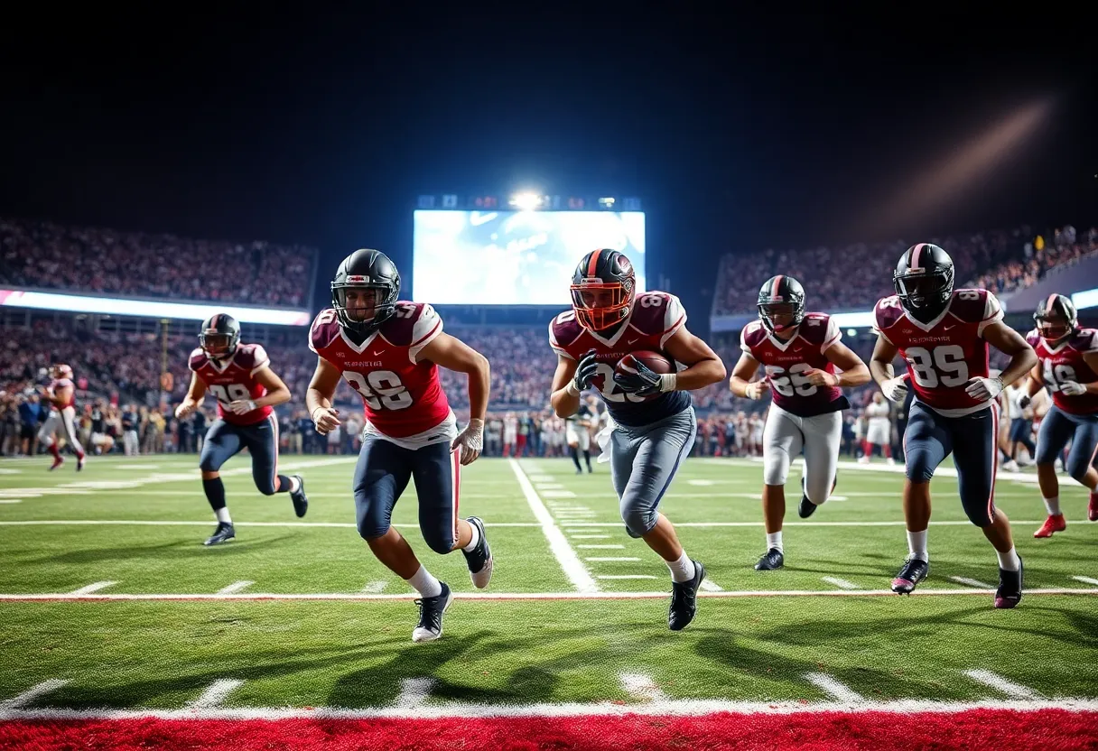 Louisville Cardinals celebrating their upset victory over Miami