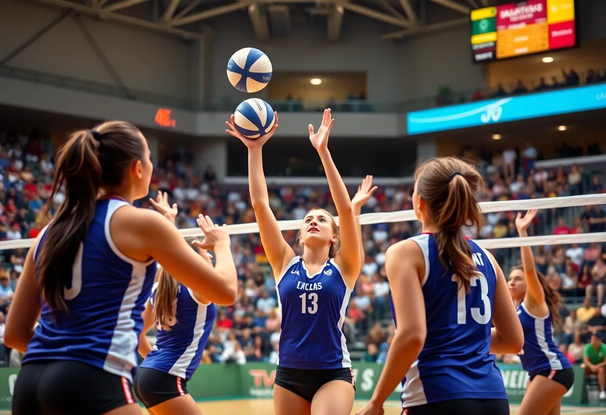 Louisville women's volleyball team competing against Cincinnati