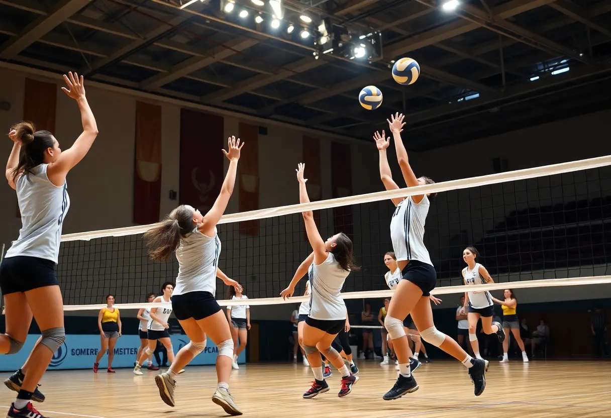 University of Louisville women's volleyball team in a match