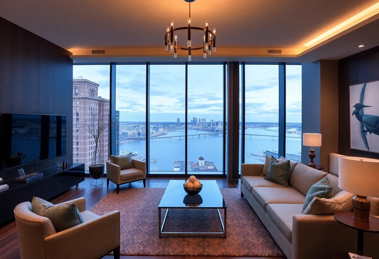 Luxurious waterfront penthouse in Louisville with Ohio River views