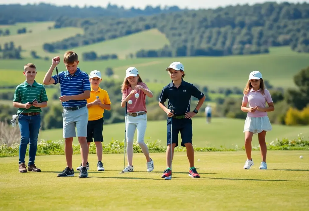 Young golfers from Louisville practicing on the golf course
