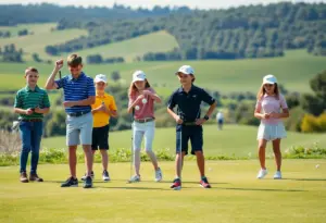 Young golfers from Louisville practicing on the golf course
