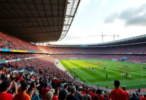 Rendering of the proposed expansion at Lynn Family Stadium with fans